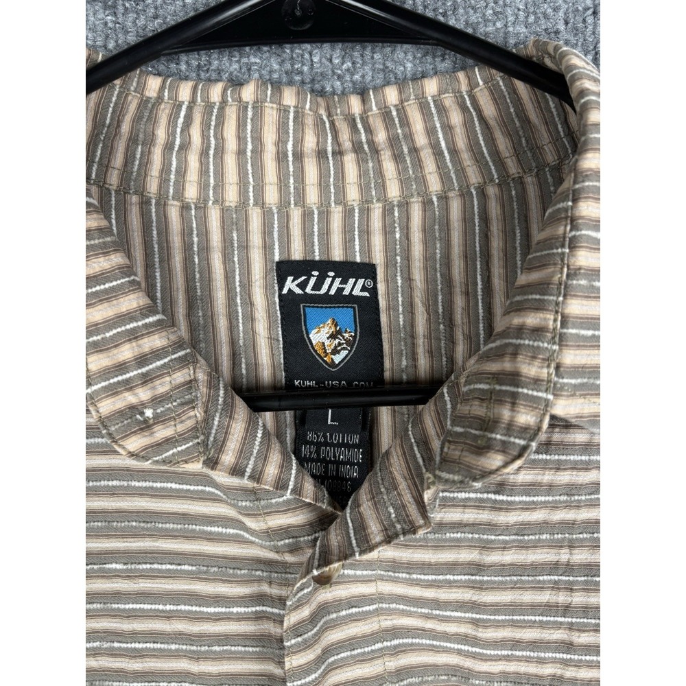 Kuhl Men's Large Seersucker Striped Long Sleeve Button Up Shirt Cotton Flaw - Picture 2 of 8